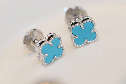 ˇGilded EraˇCLOVER MINI TURQUOISE SILVER STUD EARRINGS