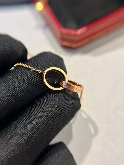 ˇGilded EraˇLOVE NECKLACE DOUBLE RING PINK GOLD