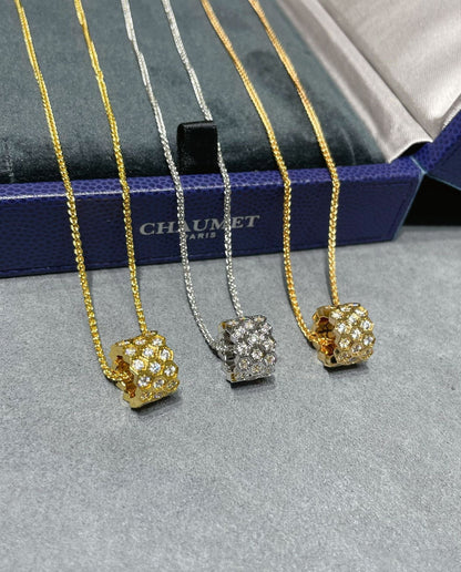 ˇGilded EraˇBEE LOVE DIAMOND PAVED 3 ROW NECKLACE