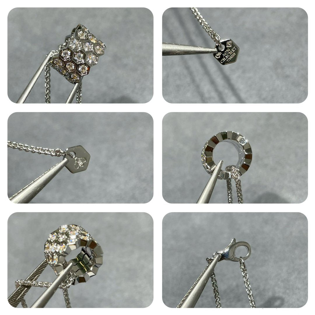 ˇGilded EraˇBEE LOVE DIAMOND PAVED 3 ROW NECKLACE