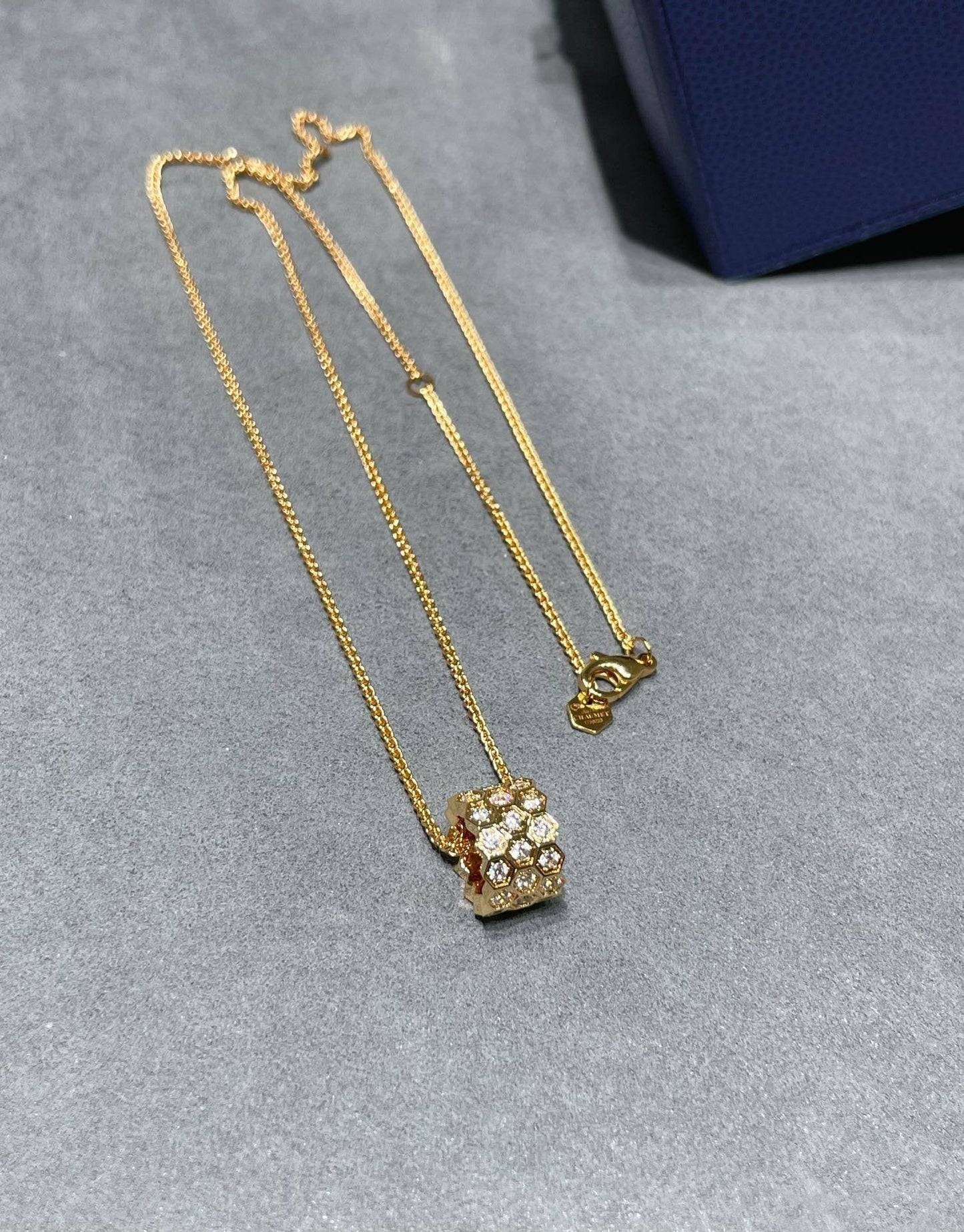 ˇGilded EraˇBEE LOVE DIAMOND PAVED 3 ROW NECKLACE