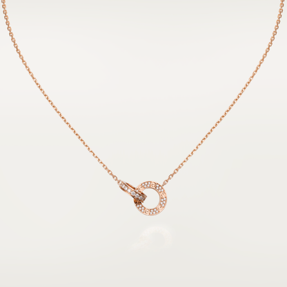 ˇGilded EraˇLOVE 7.6MM NECKLACE ROSE GOLD AND SILVER  FULL DIAMOND