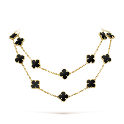 ˇGilded EraˇCLOVER 20 MOTIFS ONYX NECKLACE