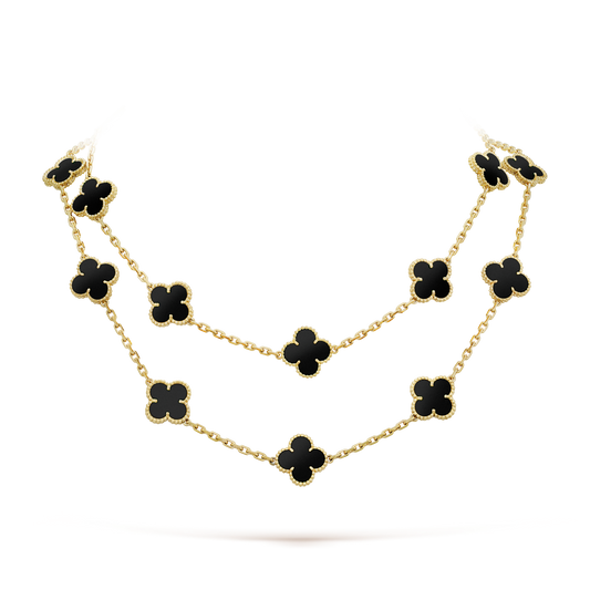 ˇGilded EraˇCLOVER 20 MOTIFS ONYX NECKLACE