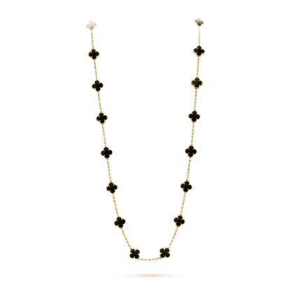 ˇGilded EraˇCLOVER 20 MOTIFS ONYX NECKLACE