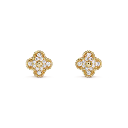 ˇGilded EraˇCLOVER MEDIUM 1 MOTIFS FUll DIAMOND EARRINGS