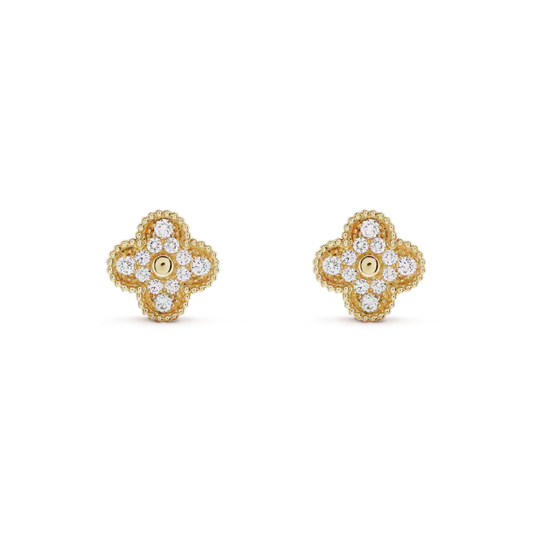 ˇGilded EraˇCLOVER MEDIUM 1 MOTIFS FUll DIAMOND EARRINGS