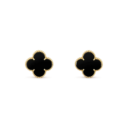 ˇGilded EraˇCLOVER MEDIUM 1 MOTIFS  ONYX STUD EARRINGS