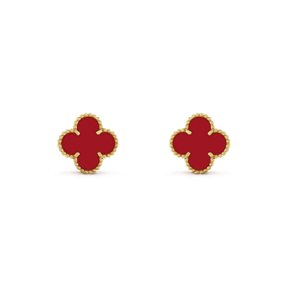 ˇGilded EraˇCLOVER MINI 9.5MM CARNELIAN EARRINGS