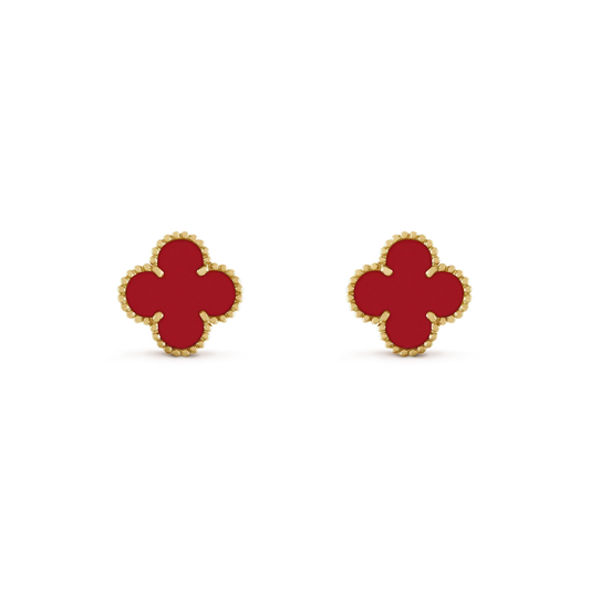 ˇGilded EraˇCLOVER MINI 9.5MM CARNELIAN EARRINGS