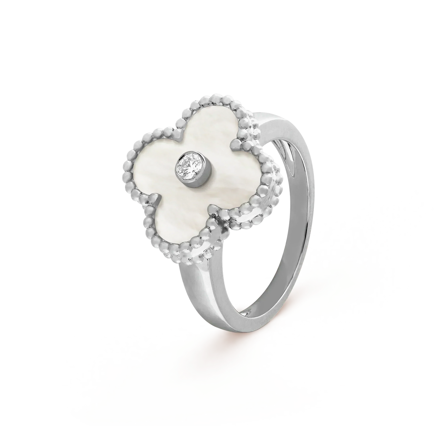 ˇGilded EraˇCLOVER SILVER MOP DIAMOND RING