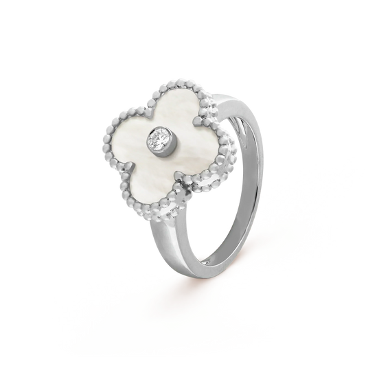 ˇGilded EraˇCLOVER SILVER MOP DIAMOND RING