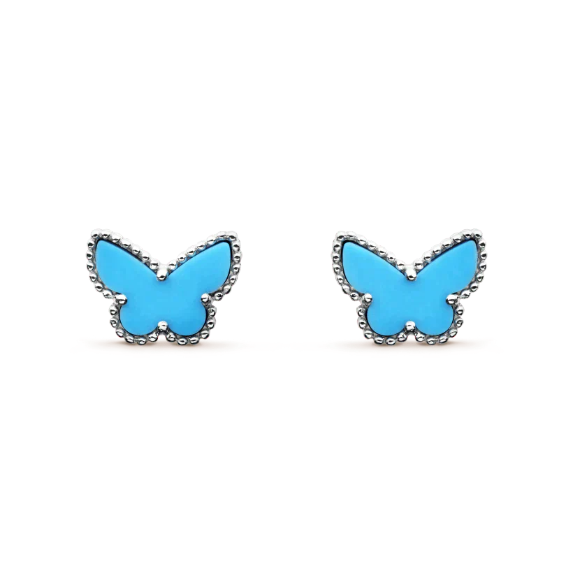 ˇGilded EraˇBUTTERFLY TURQUOISE EARRINGS SILVER
