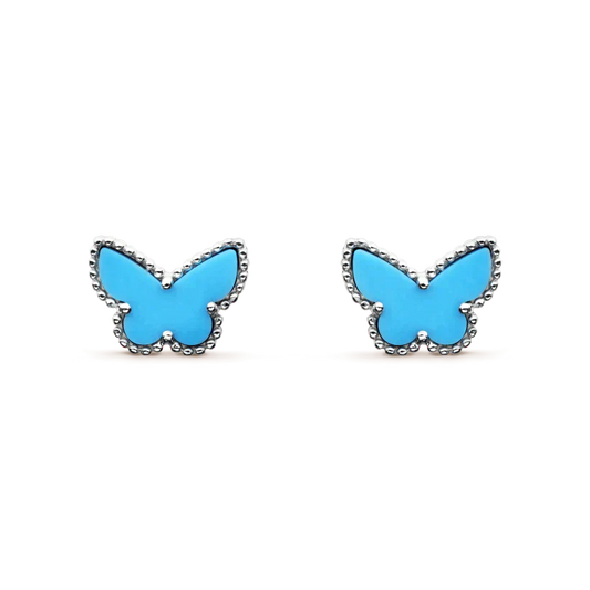 ˇGilded EraˇBUTTERFLY TURQUOISE EARRINGS SILVER