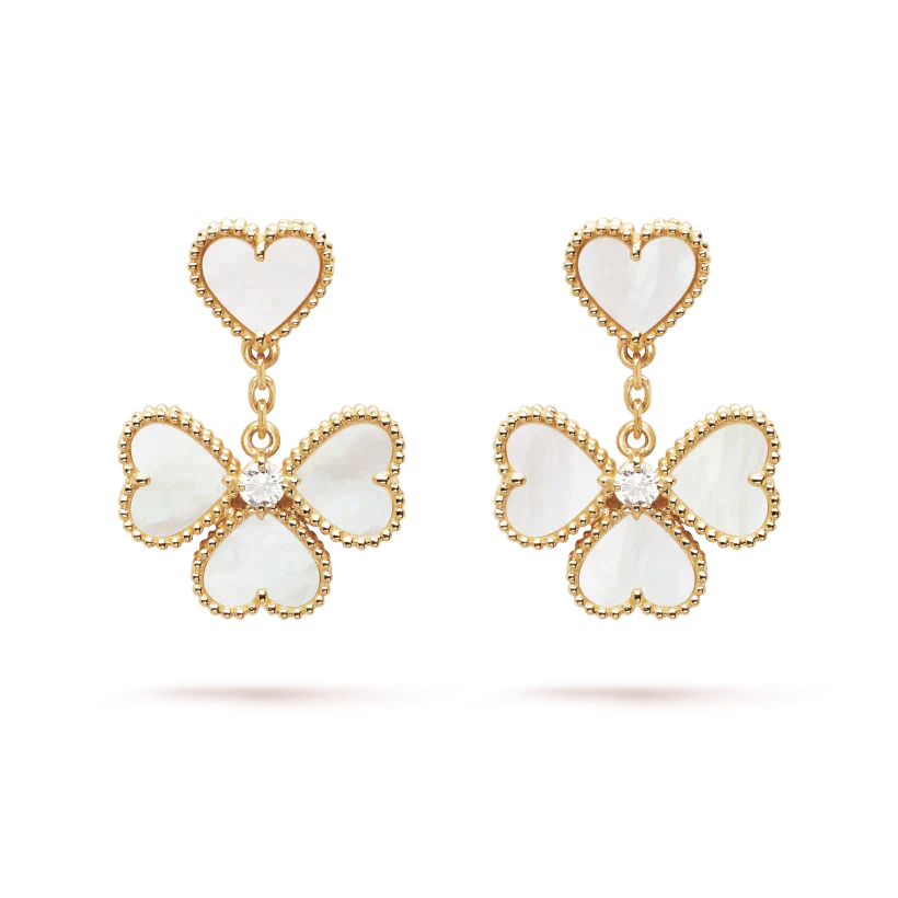 ˇGilded EraˇCLOVER SWEET WHITE MOP EARRINGS