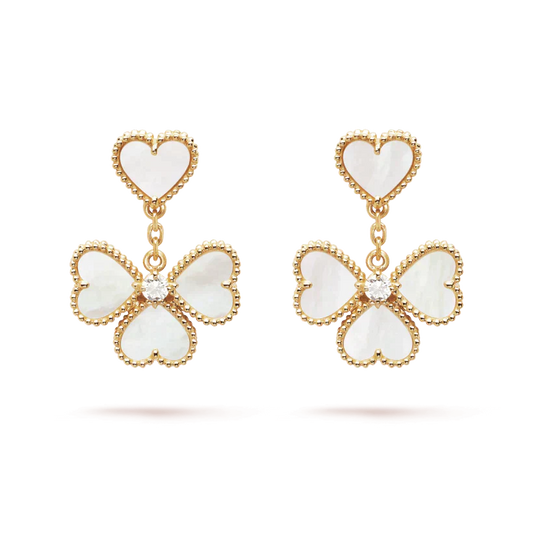 ˇGilded EraˇCLOVER SWEET WHITE MOP EARRINGS