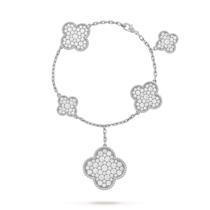 ˇGilded EraˇCLOVER 6 MOTIFS SILVER DIAMOND BRACELET
