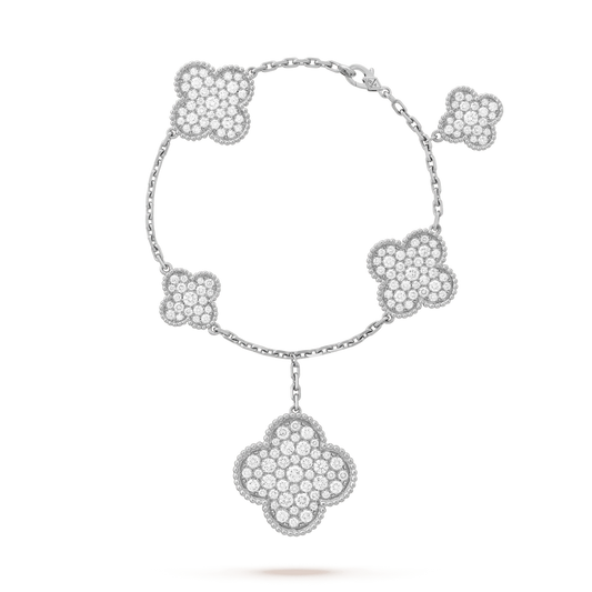 ˇGilded EraˇCLOVER 6 MOTIFS SILVER DIAMOND BRACELET
