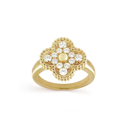ˇGilded EraˇCLOVER DIAMOND RING