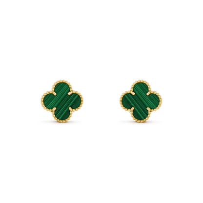 ˇGilded EraˇCLOVER MEDIUM 1 MOTIFS MALACHITE  EARRINGS