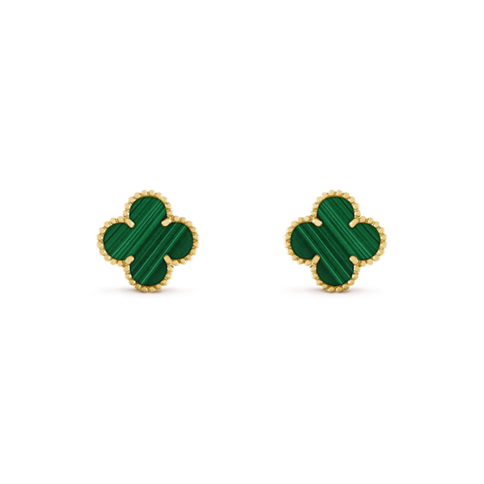 ˇGilded EraˇCLOVER MEDIUM 1 MOTIFS MALACHITE  EARRINGS