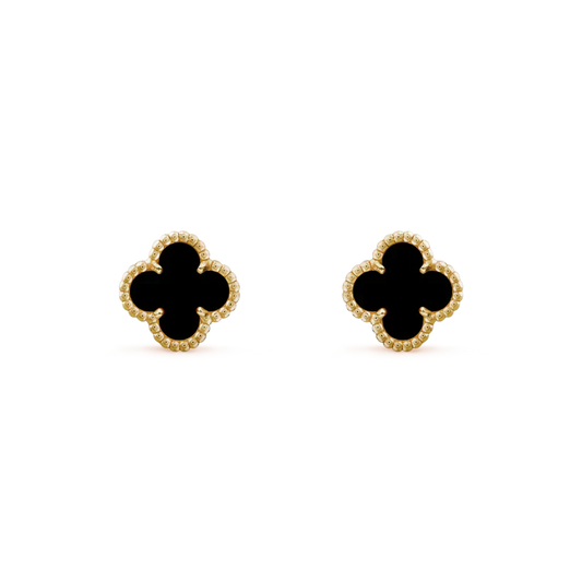 ˇGilded EraˇCLOVER MINI 9.5MM BLACK MOP EARRINGS