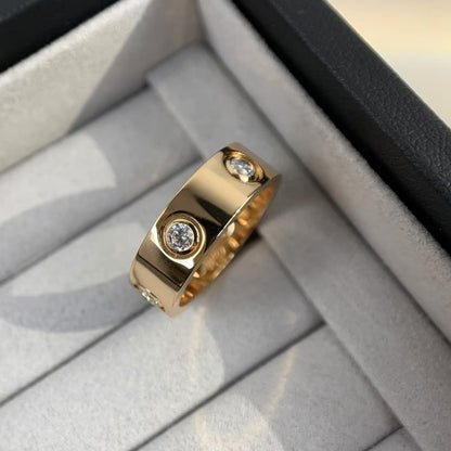 ˇGilded EraˇLOVE RING 5.5MM 6 DIAMONDS PINK GOLD