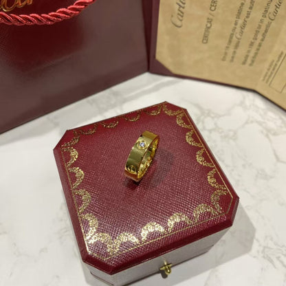 ˇGilded EraˇLOVE RING 5.5MM 3 DIAMONDS GOLD