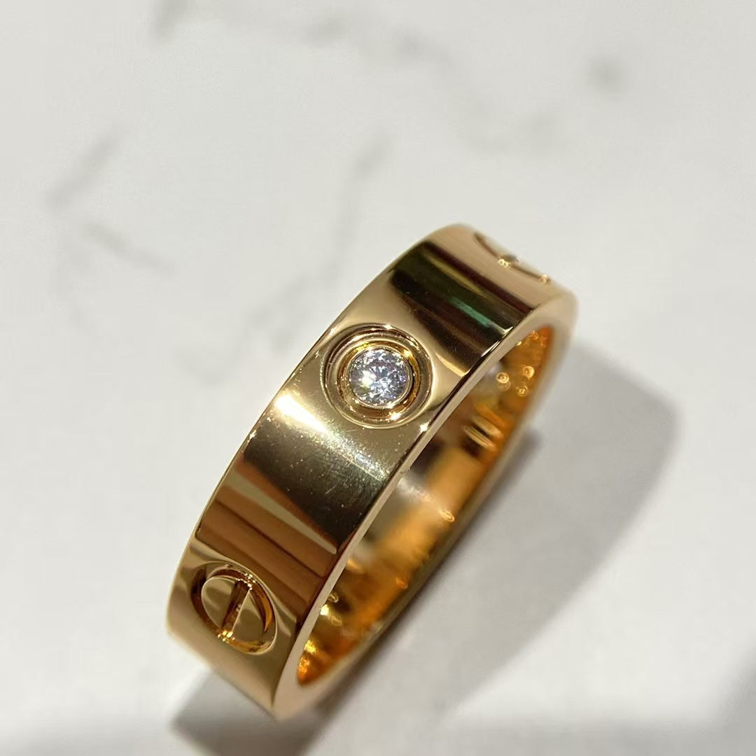 ˇGilded EraˇLOVE RING 5.5MM 3 DIAMONDS PINK GOLD