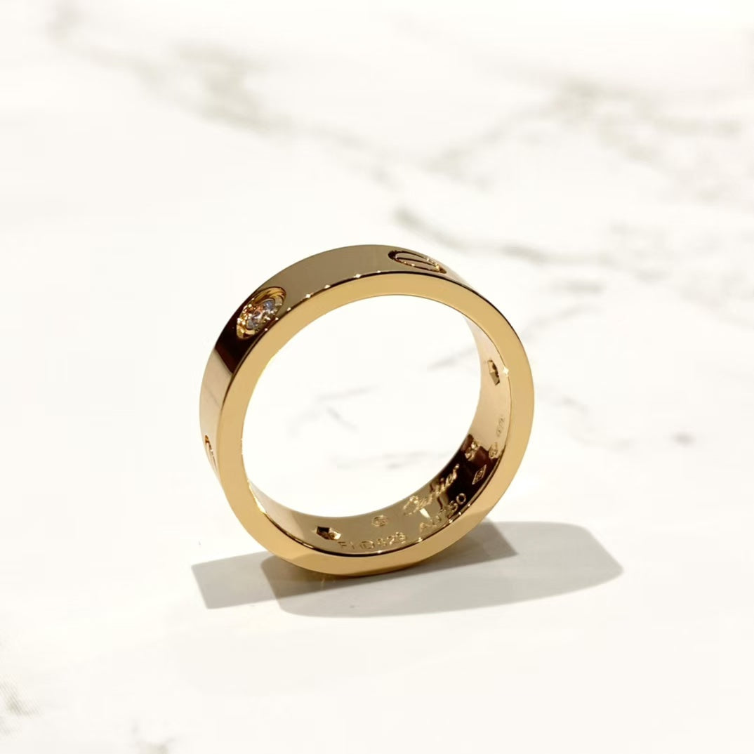 ˇGilded EraˇLOVE RING 5.5MM 3 DIAMONDS PINK GOLD