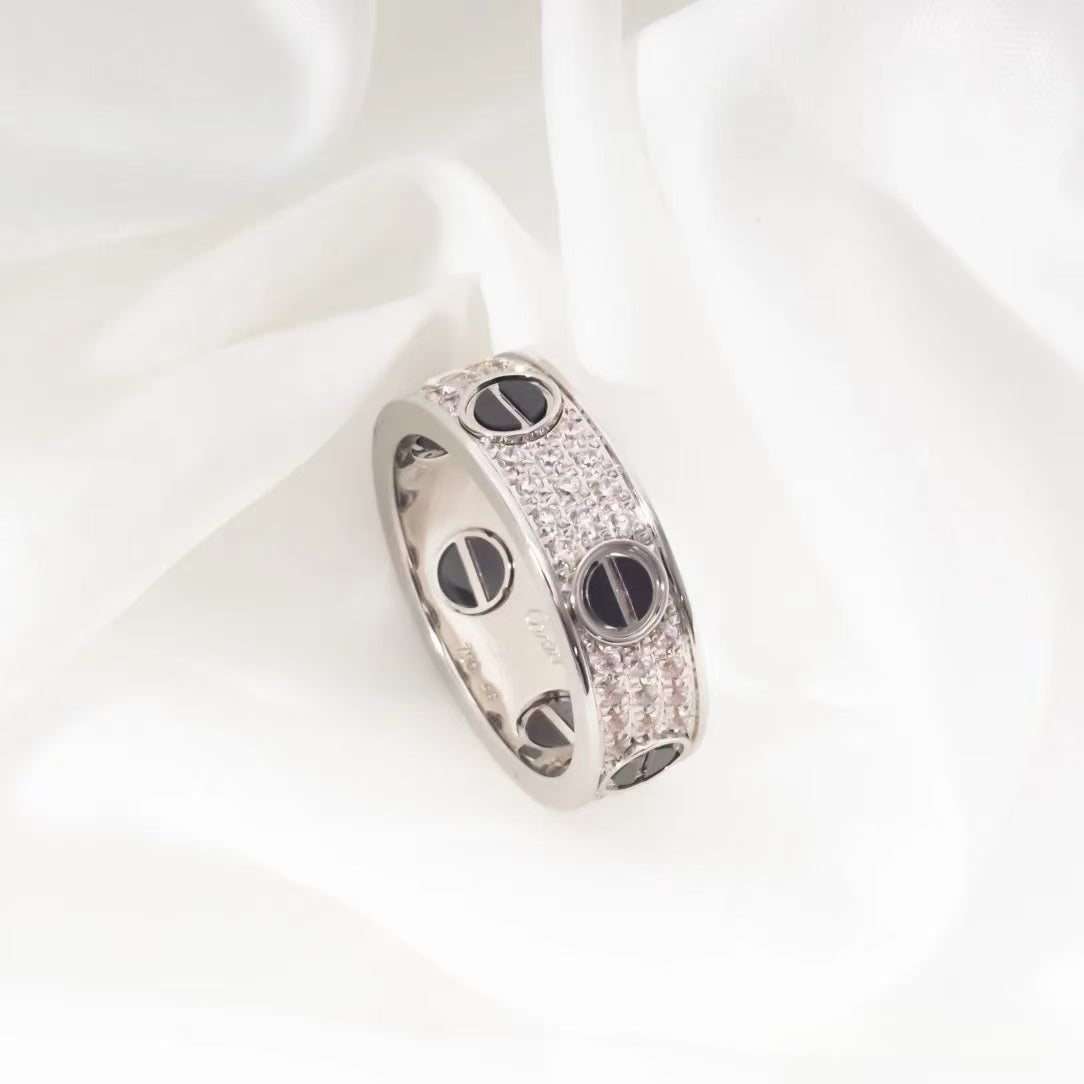 ˇGilded EraˇLOVE RING 5.5MM DIAMONDS PAVED CERAMIC