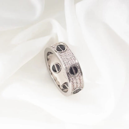 ˇGilded EraˇLOVE RING 5.5MM DIAMONDS PAVED CERAMIC
