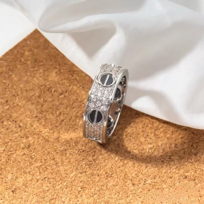 ˇGilded EraˇLOVE RING 5.5MM DIAMONDS PAVED CERAMIC