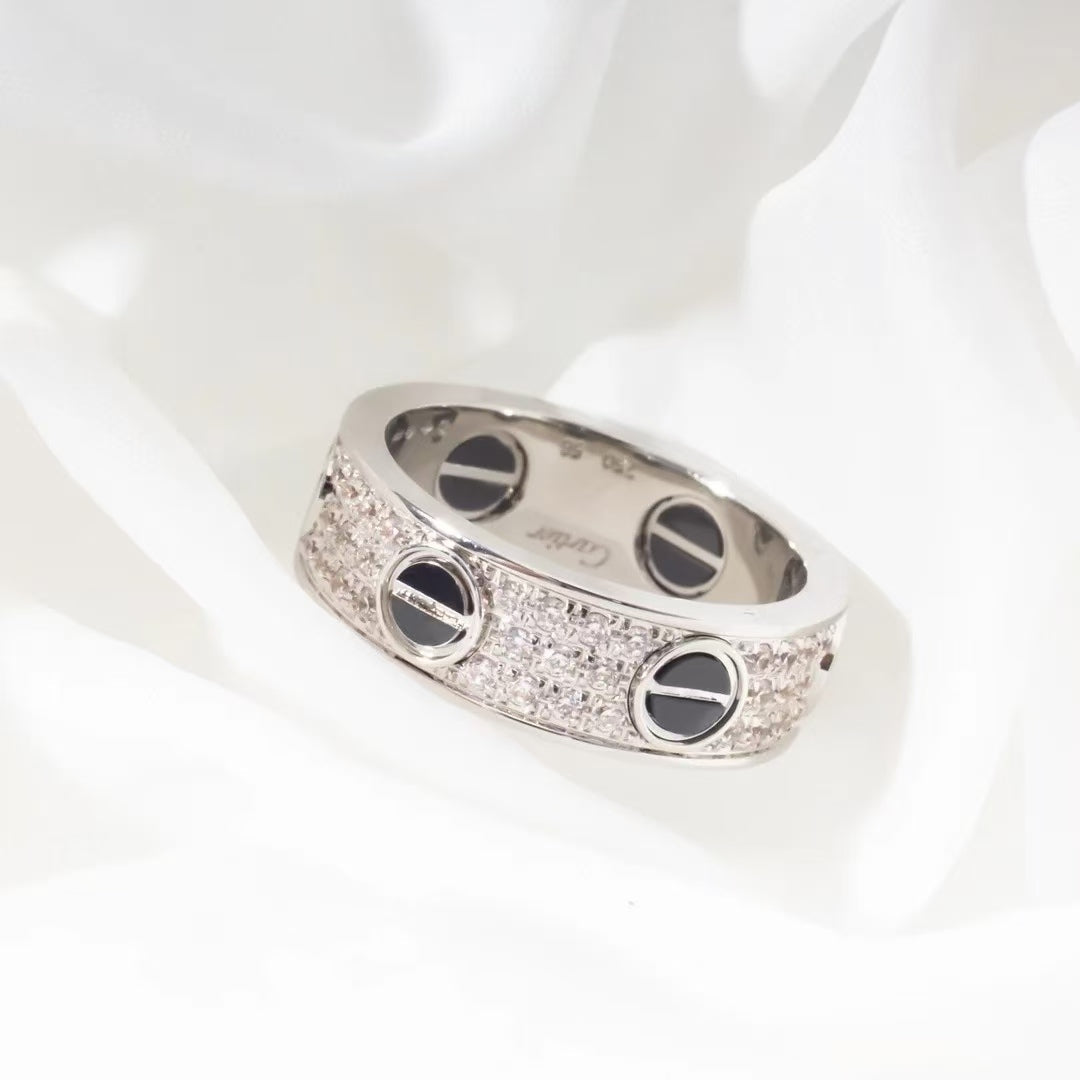 ˇGilded EraˇLOVE RING 5.5MM DIAMONDS PAVED CERAMIC