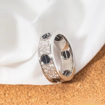ˇGilded EraˇLOVE RING 5.5MM DIAMONDS PAVED CERAMIC