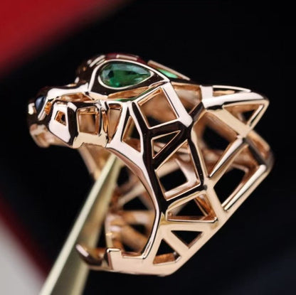 ˇGilded EraˇHOLLOW LEOPARD HEAD RING