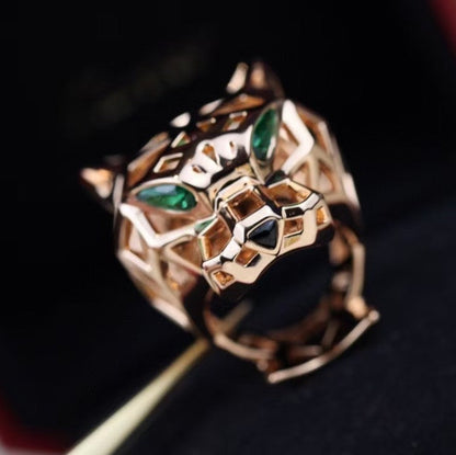 ˇGilded EraˇHOLLOW LEOPARD HEAD RING