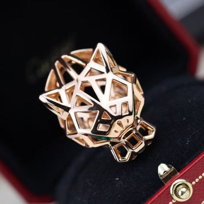 ˇGilded EraˇHOLLOW LEOPARD HEAD RING