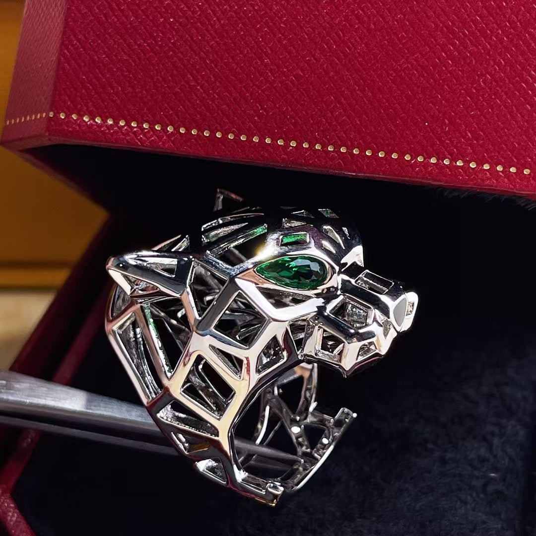ˇGilded EraˇHOLLOW LEOPARD HEAD RING
