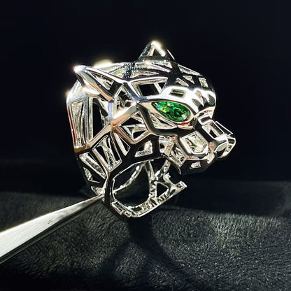 ˇGilded EraˇHOLLOW LEOPARD HEAD RING