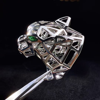 ˇGilded EraˇHOLLOW LEOPARD HEAD RING