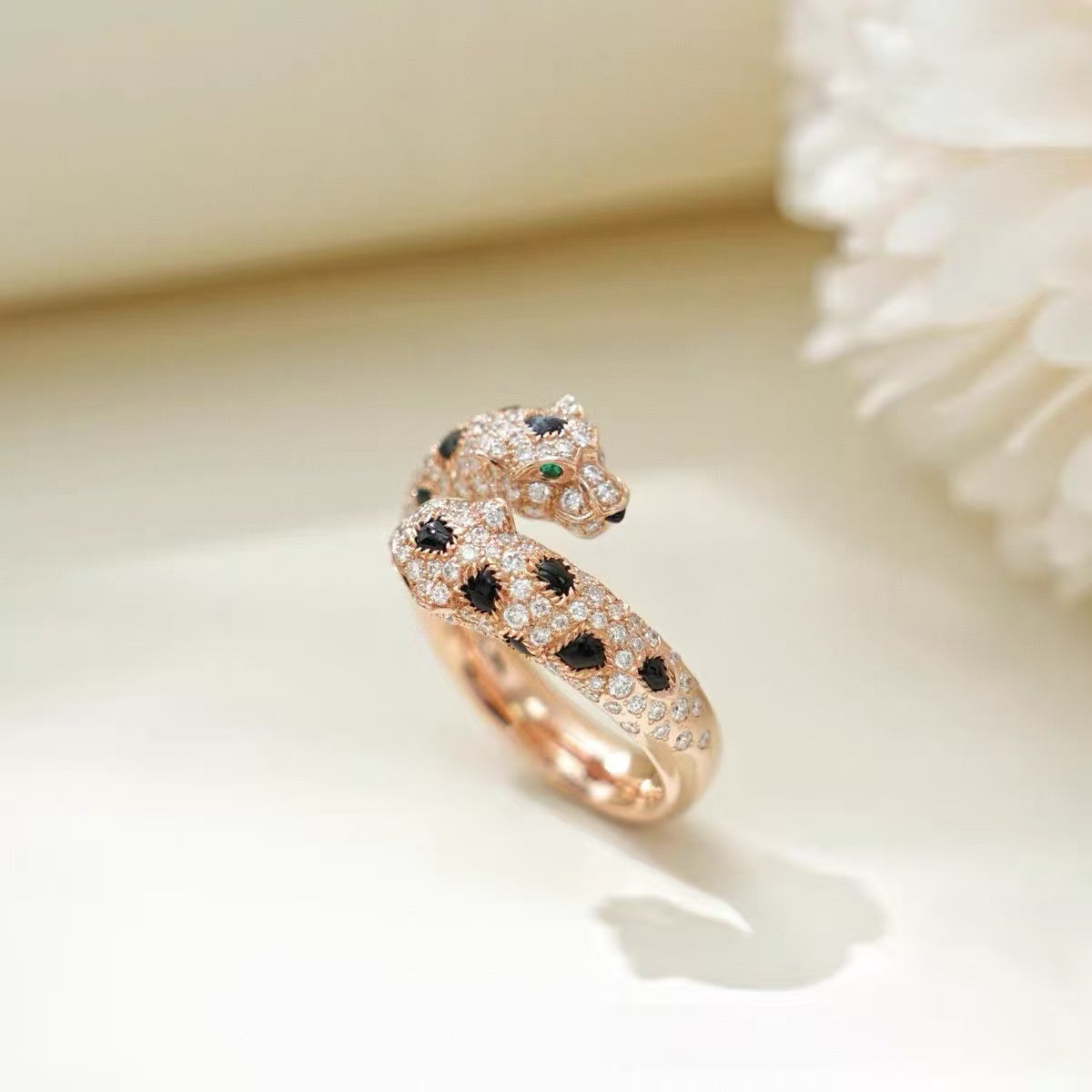 ˇGilded EraˇPANTHERE DOUBLE LEOPARD HEAD RING(NO BOX)