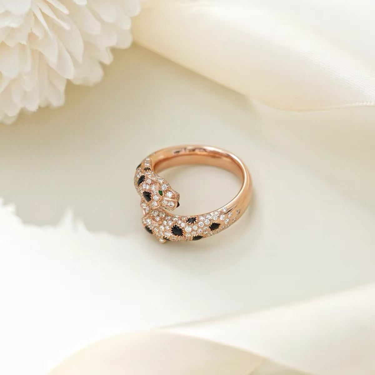ˇGilded EraˇPANTHERE DOUBLE LEOPARD HEAD RING(NO BOX)
