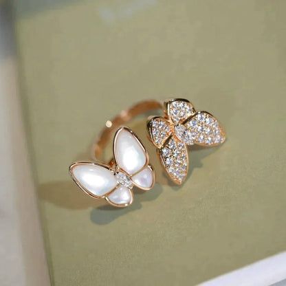 ˇGilded EraˇTWIN BUTTERFLY DIAMOND MOP RING