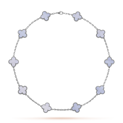 ˇGilded EraˇCLOVER 10 MOTIFS BLUE CHALCEDONY NECKLACE