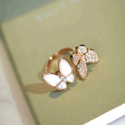ˇGilded EraˇTWIN BUTTERFLY DIAMOND MOP RING