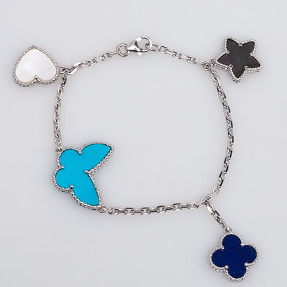 ˇGilded EraˇLUCKY SPRING SILVER BRACELET 4 MOTIF