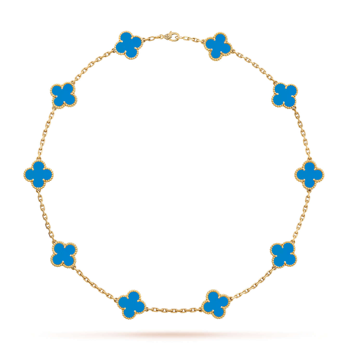 ˇGilded EraˇCLOVER 10 MOTIFS BLUE AGATE NECKLACE
