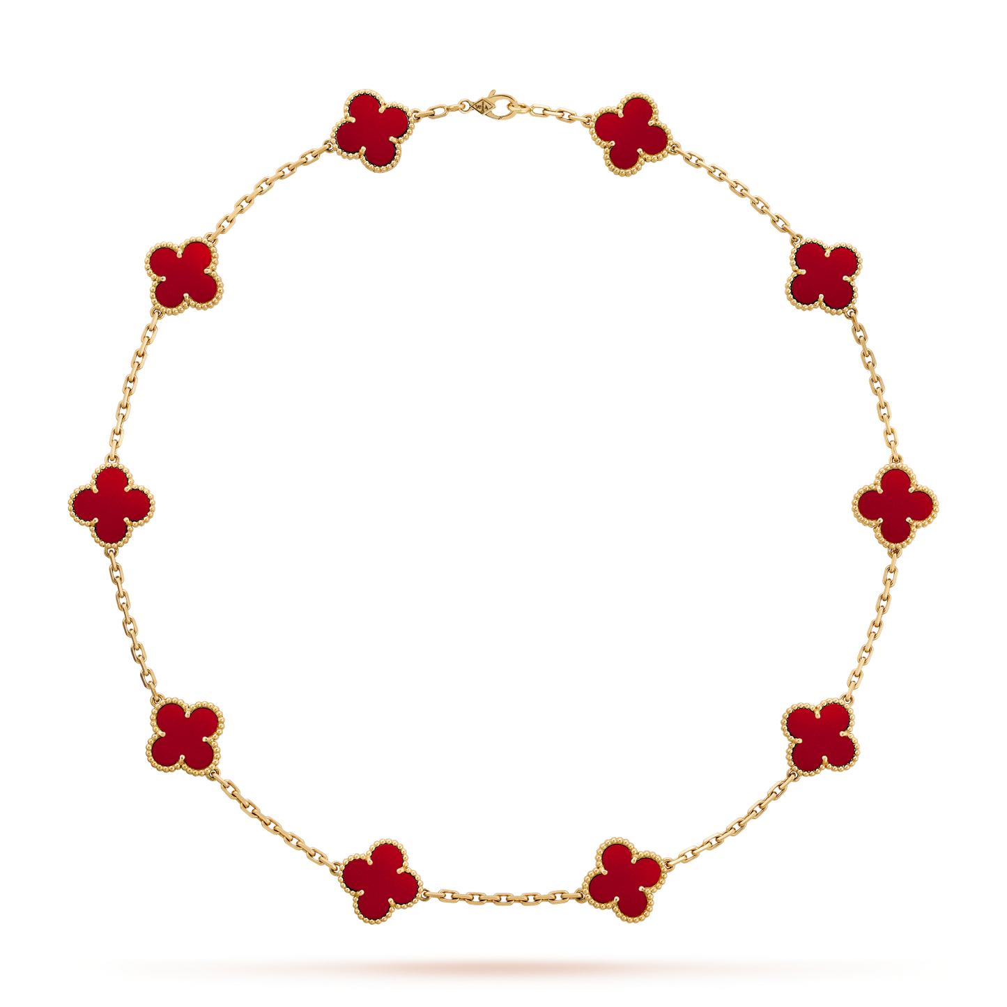 ˇGilded EraˇCLOVER 10 MOTIFS CARNELIAN NECKLACE