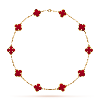 ˇGilded EraˇCLOVER 10 MOTIFS CARNELIAN NECKLACE